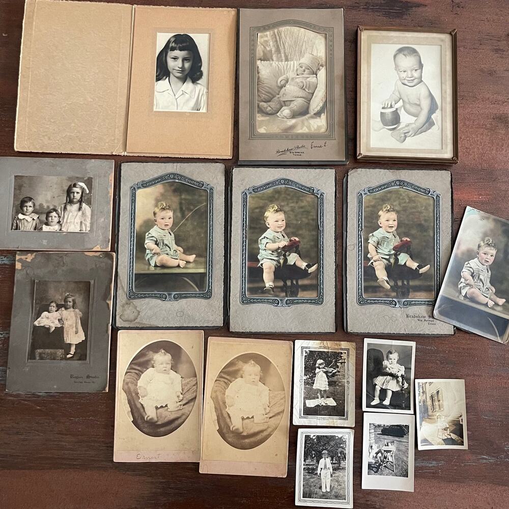 Vintage Photographs Ephemera Babies Portraits Lot of 16 Antique 1900's